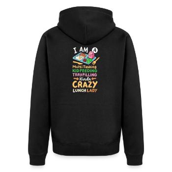 Cafeteria-Crew der Schulkantine - Unisex Premium Bio Zip Hoodie - Schwarz - Hinten - Nico (187cm)