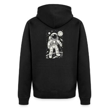 Astronaut on Mars with Stars and Planets - Unisex Premium Organic Zip Hoodie - black - Back - Nico (187cm)