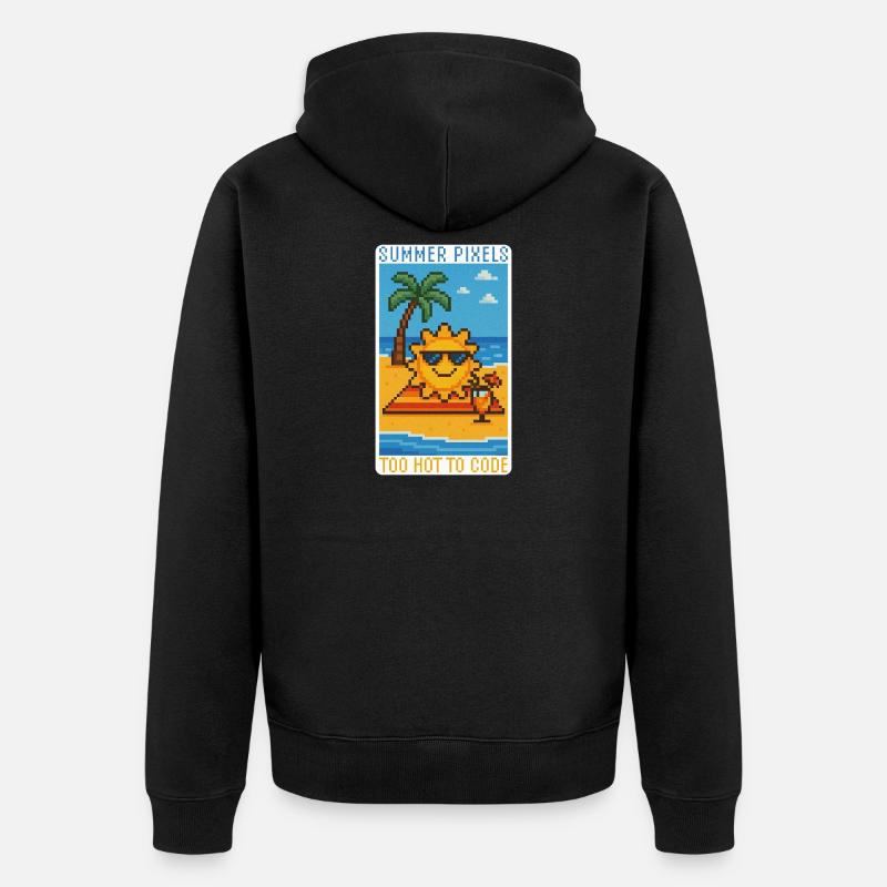 Sunny Pixels & Chill - Unisex Premium Bio Zip Hoodie - Schwarz