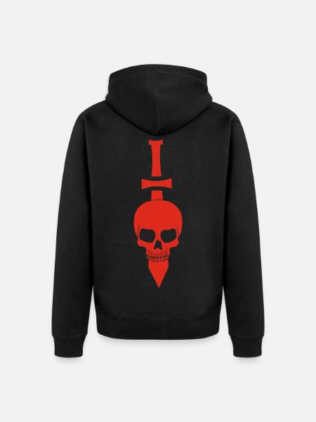 Red Skull and Sword - Unisex Premium Organic Zip Hoodie - black