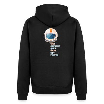 retro spacehelmet we gotta get out of here - Unisex Premium Organic Zip Hoodie - black - Back - Nico (187cm)