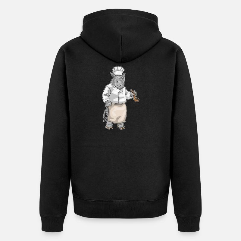 Rhinocéros Cuisson Cuisson Cuiller Cuisson - Veste à capuche bio Premium Unisexe - noir