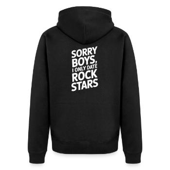 Festival Sorry Boys I Only Date Rock Stars Groupie - Unisex Premium Bio Zip Hoodie - Schwarz - Hinten - Nico (187cm)