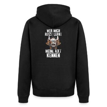 Mittelalter Schildwall Mittelaltermarkt Wikinger - Unisex Premium Bio Zip Hoodie - Schwarz - Hinten - Nico (187cm)