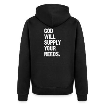 God Will Supply Your Needs - Unisex Premium Organic Zip Hoodie - black - Back - Nico (187cm)