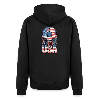 USA Fußball Leidenschaft American Flagge - Unisex Premium Bio Zip Hoodie - Schwarz - Hinten - Nico (187cm)
