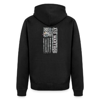 A-10 Warthog American Flag Military Camouflage - Unisex Premium Organic Zip Hoodie - black - Back - Nico (187cm)