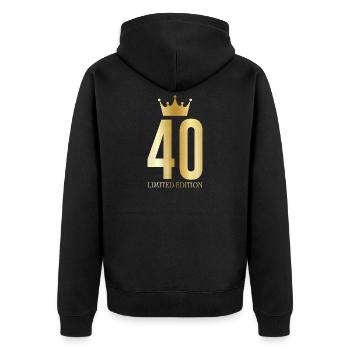 40e anniversaire Édition Limitée Crown - Veste à capuche bio Premium Unisexe - noir - Dos - Nico (187cm)