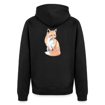 Little forest fox - a gentle companion - Unisex Premium Organic Zip Hoodie - black - Back - Nico (187cm)