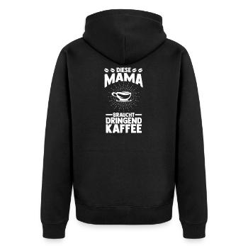 Kaffee Kaffeeliebhaber Mutter Mama - Unisex Premium Bio Zip Hoodie - Schwarz - Hinten - Nico (187cm)