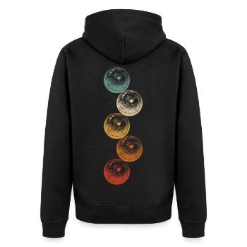 Bowling Skittles Vintage Graphic With Bowling Balls - Unisex Premium Organic Zip Hoodie - black - Back - Nico (187cm)