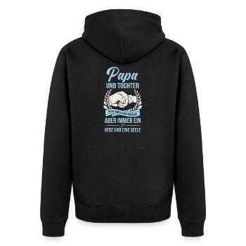 Papa und Tochter: Herz und Seele - Unisex Premium Bio Zip Hoodie - Schwarz - Hinten - Nico (187cm)