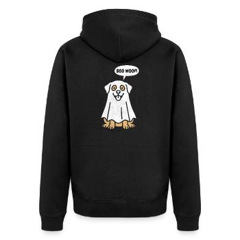 Labrador Boo Woof – lustiges Halloween-Hundegeschenk - Unisex Premium Bio Zip Hoodie - Schwarz - Hinten - Nico (187cm)