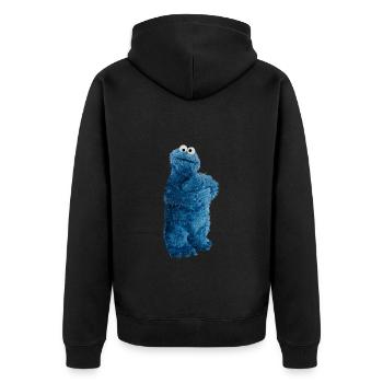 Sesamstraße Krümelmonster Pose - Unisex Premium Bio Zip Hoodie - Schwarz - Hinten - Nico (187cm)