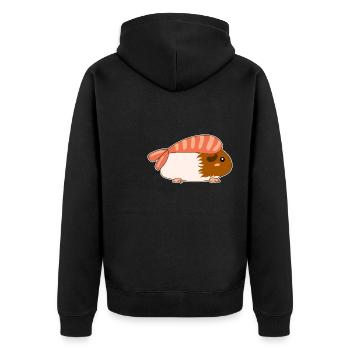 Meerschweinchen ebi sushi nigiri Garnele Shrimp - Unisex Premium Bio Zip Hoodie - Schwarz - Hinten - Nico (187cm)