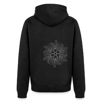 Leaves Mandala - Unisex Premium Organic Zip Hoodie - black - Back - Nico (187cm)