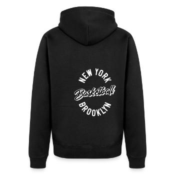 New York Brooklyn Basketball - Unisex Premium Organic Zip Hoodie - black - Back - Nico (187cm)