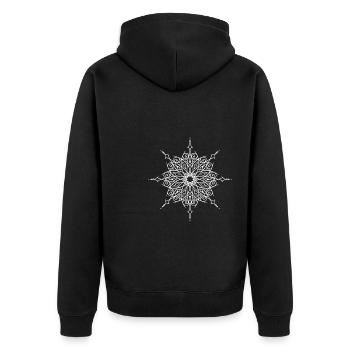 Flower Mandala - Unisex Premium Organic Zip Hoodie - black - Back - Nico (187cm)