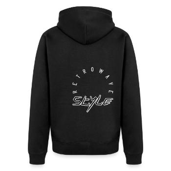Retrowave style - Unisex Premium Bio Zip Hoodie - Schwarz - Hinten - Nico (187cm)