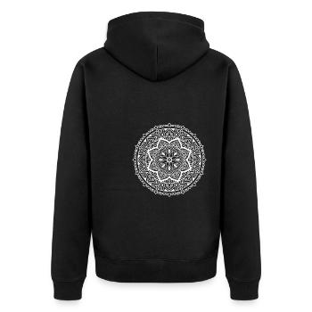 Blume Mandala - Unisex Premium Bio Zip Hoodie - Schwarz - Hinten - Nico (187cm)