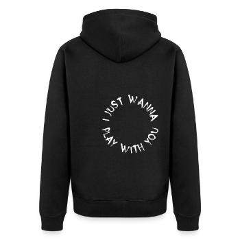 I just wanna play with you - Unisex Premium Bio Zip Hoodie - Schwarz - Hinten - Nico (187cm)