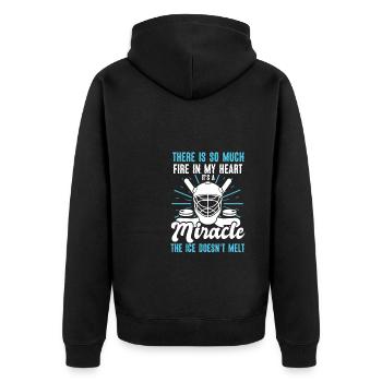 Eishockey - Unisex Premium Bio Zip Hoodie - Schwarz - Hinten - Nico (187cm)