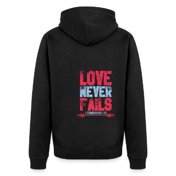 bibelvers jesus liebe - Unisex Premium Bio Zip Hoodie - Schwarz - Hinten - Nico (187cm)