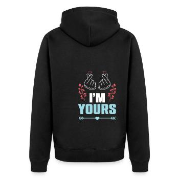 I belong to you couples - Unisex Premium Organic Zip Hoodie - black - Back - Nico (187cm)