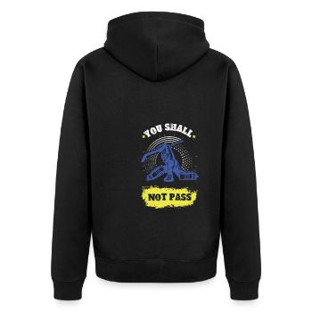 ice hockey sport goalie - Unisex Premium Bio Zip Hoodie - Schwarz - Hinten - Nico (187cm)