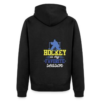 ice hockey season - Unisex Premium Bio Zip Hoodie - Schwarz - Hinten - Nico (187cm)