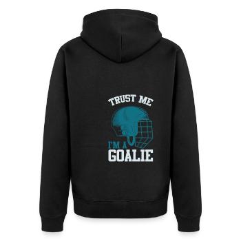Ice Hockey Slogan - Unisex Premium Organic Zip Hoodie - black - Back - Nico (187cm)