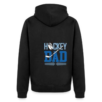 ice hockey dad - Unisex Premium Bio Zip Hoodie - Schwarz - Hinten - Nico (187cm)