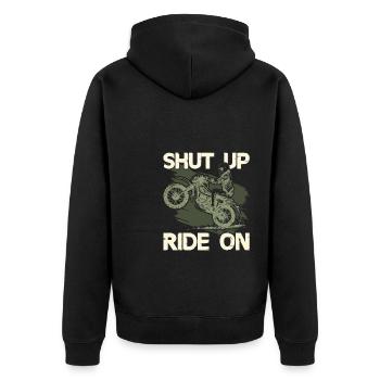 Devis Balade à moto - Veste à capuche bio Premium Unisexe - noir - Dos - Nico (187cm)