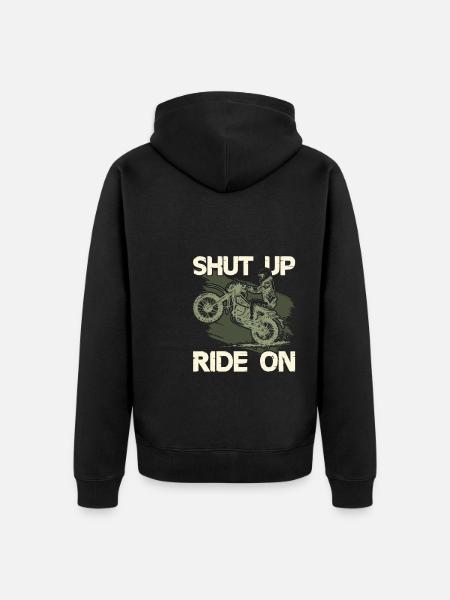 Motorcycle Ride Quote - Unisex Premium Organic Zip Hoodie - black