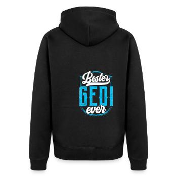 Bester Gedi Ever Taufgedi Firmged - Unisex Premium Bio Zip Hoodie - Schwarz - Hinten - Nico (187cm)