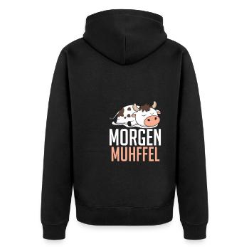 Kuh Morgen Muhffel Lustiges Kuh - Unisex Premium Bio Zip Hoodie - Schwarz - Hinten - Nico (187cm)
