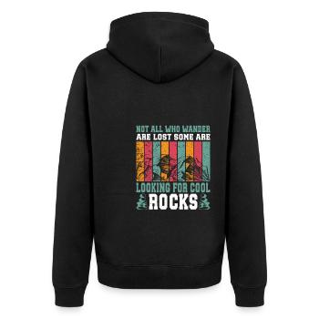Rocksammler Geologie Lapidary Geologe Mineral - Unisex Premium Bio Zip Hoodie - Schwarz - Hinten - Nico (187cm)