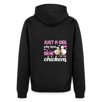 Silkie Huhn Lustige Farm Tierliebhaber - Unisex Premium Bio Zip Hoodie - Schwarz - Hinten - Nico (187cm)