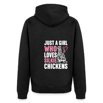 Silkie Huhn Lustige Farm Tierliebhaber - Unisex Premium Bio Zip Hoodie - Schwarz - Hinten - Nico (187cm)