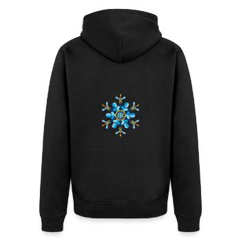 Schneeflocken Mandala - Unisex Premium Bio Zip Hoodie - Schwarz - Hinten - Nico (187cm)