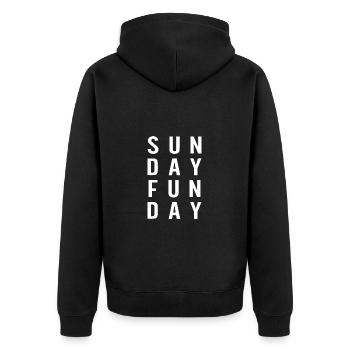 Sunday Funday Holiday Lover Zitate - Unisex Premium Bio Zip Hoodie - Schwarz - Hinten - Nico (187cm)