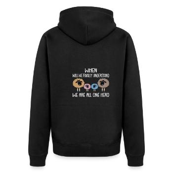 Quand l’obtenons-nous? Nous sommes un troupeau - Veste à capuche bio Premium Unisexe - noir - Dos - Nico (187cm)