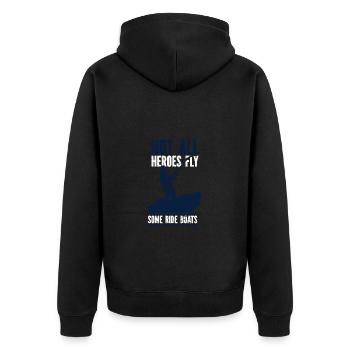 Angler Angelhaken Angelrute Sportfischer - Unisex Premium Bio Zip Hoodie - Schwarz - Hinten - Nico (187cm)