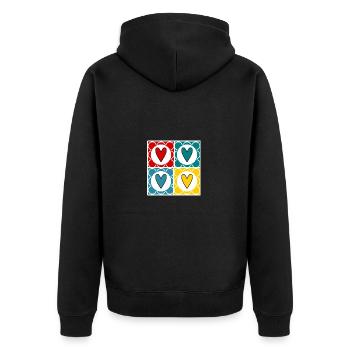 ALLES GUTE ZUM GEBURTSTAG. ALLES GUTE ZUM GEBURTSTAG. JAHRESTAG. - Unisex Premium Bio Zip Hoodie - Schwarz - Hinten - Nico (187cm)