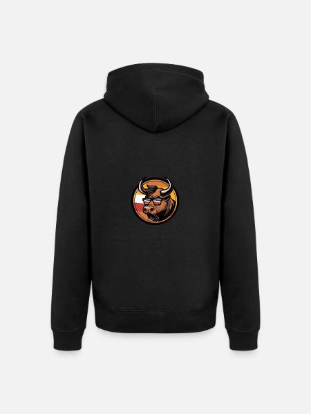 Stier Comic Cool Sommer - Unisex Premium Bio Zip Hoodie - Schwarz