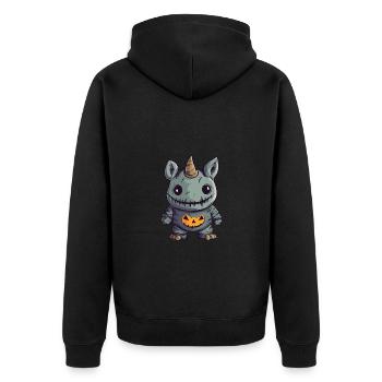 Nashorn Halloween Lustig Zombie - Unisex Premium Bio Zip Hoodie - Schwarz - Hinten - Nico (187cm)