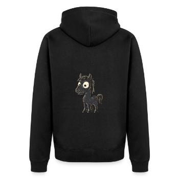 Pferd Halloween Lustig Zombie - Unisex Premium Bio Zip Hoodie - Schwarz - Hinten - Nico (187cm)