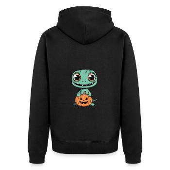 Lizard Halloween Funny Zombie - Unisex Premium Organic Zip Hoodie - black - Back - Nico (187cm)
