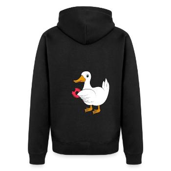 Duck with donut - Unisex Premium Organic Zip Hoodie - black - Back - Nico (187cm)