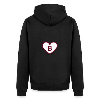Lettre b cœur sport tendance bordeaux -idée cadeau - Veste à capuche bio Premium Unisexe - noir - Dos - Nico (187cm)